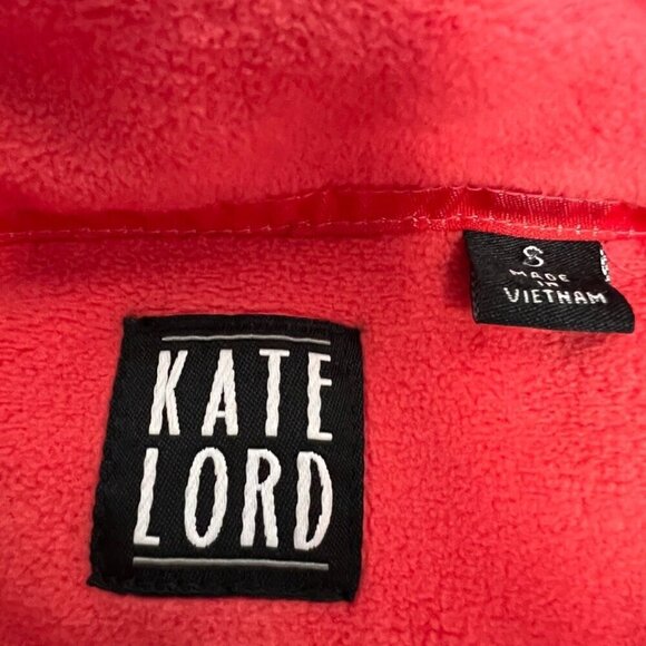 Kate Lord Womens Fleece Jacket Red White Color Block Full Zip Pockets Small - Picture 10 of 10